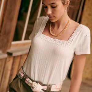 Sezane white Louna top